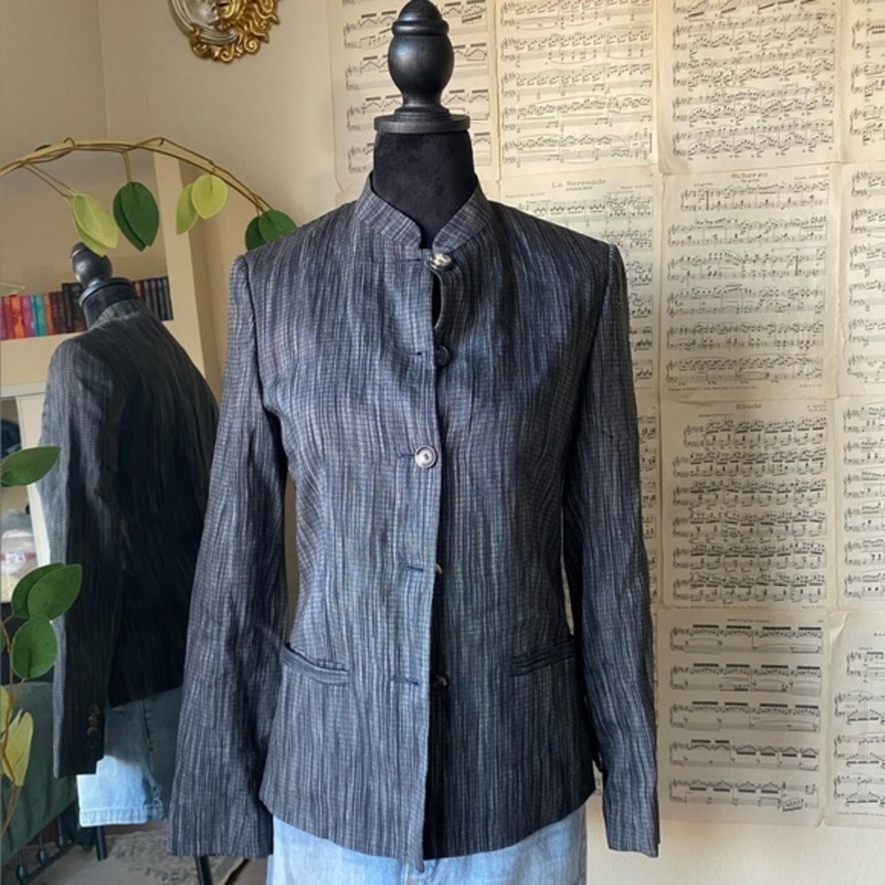 Linen structured blazer Italian size 40 stand up collar piazza sempione